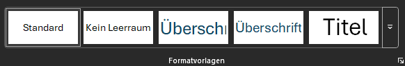 Word Formatvorlagen in der Toolbar